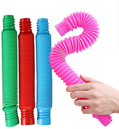 AUFIKR Fidget Pop Tube Spielzeug für Kinder und Erwachsene, Pop mehrfarbige Röhren, sensorisches Spielzeug – 4 Stück