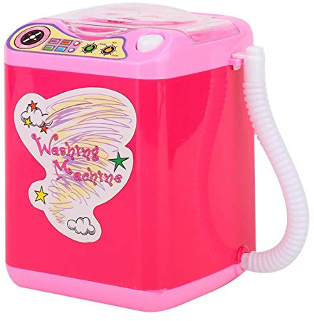 Mini Makeup Pinsel Reiniger Gerät, Pink Makeup Schwamm Waschmaschine, Puppenhaus Spielzeug zum Reinigen Make Up Pinsel Mini Simulation Waschmaschine Mädchen Damen(red)