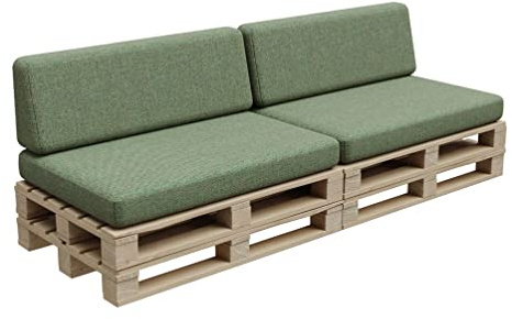 Gutekissen® Cojines de Palet, Cojines de jardín PFBG (2X Set (120x80 + 120x35), Pistazie)
