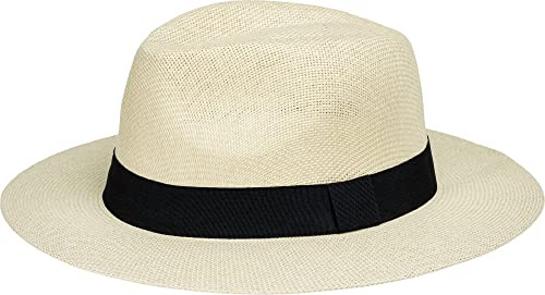 Caspar HT025 klassischer Unisex Panama Hut mit breiter Krempe und Hutband