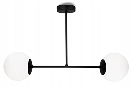 Light-Home Palermo Hängelampe - Deckenlampe für Wohnzimmer Schlafzimmer und Esszimmer- Pendelleuchte aus Metall und Glas - E14-2-Flammig - Schwarz und Schwarz