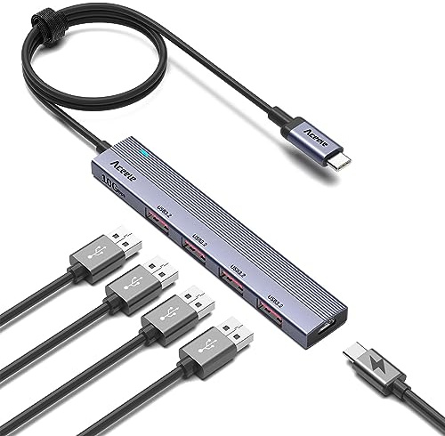 Aceele Hub USB 3.2 Gen 2 con 4 Puertos USB-A, concentrador de Datos USB 3.2 con Cable de 100 cm, Adecuado para portátiles, Ordenadores de Escritorio, PC, Xbox y Mac, etc