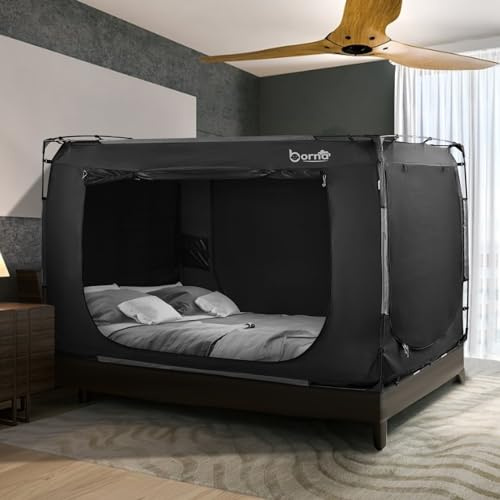 BORNA Bettzelt, Betthimmel, tragbare Schlafzelte, Traumzelte für Kinder und Erwachsene, atmungsaktiver Sichtschutz auf dem Bett mit DREI Türen (Matratze Nicht im Lieferumfang enthalten)