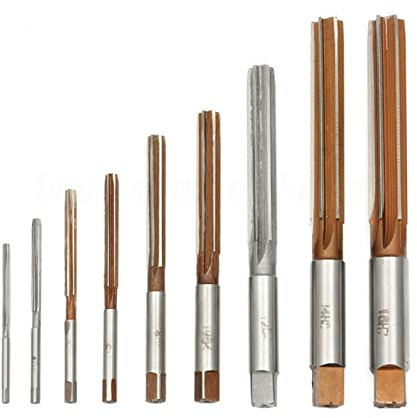 QUNINE 9 Stücke Handreibahle 3-16mm Schaft H8 Schnellarbeitsstahl Gerade Manuelle Reibahlen Fräser Für Metall Reibahle Schneidwerkzeuge handreibahle Set