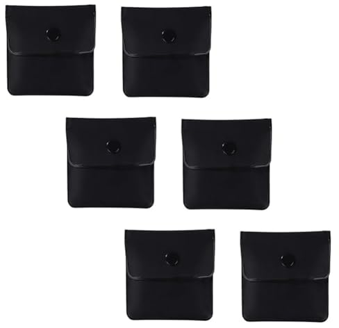 KOMUNJ 6 Pack Pocket Ashtrays, Portable Cigarette Ash Pouch Compact Fireproof PVC Odorless, Odorless Ashtray for Smoker Outdoor Travel, 3.3 inch * 3 inch, Black