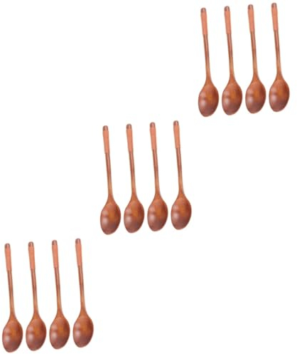 TOPBATHY 12piezas Cucharas De Madera Mango Utensilios De Cocina Ecológicos Para y Para Casa y Camping Cuerda Khaki