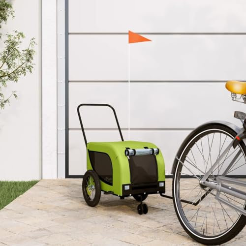 Homgoday Chariot pour chien, remorque de vélo pour animaux vert et noir Oxford et fer,chariot pour chien, chariot pour vélo, chariot pour chien, transport pour chien, vélo