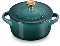 Le Creuset Holly Collection Mini cocotte ronde en céramique avec bouton doré 237 ml