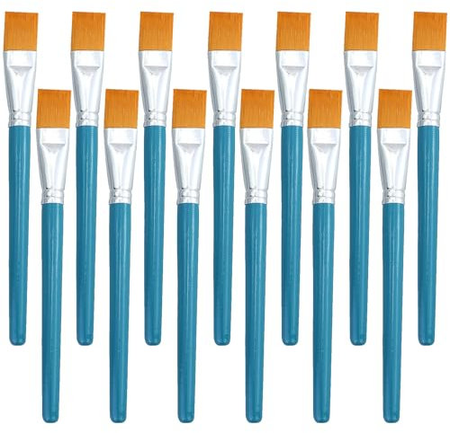 13 pennelli acrilici, pennelli piatti in acrilico, 24 mm di larghezza, grandi pennelli in nylon, set di pennelli per dettagli, per curatori, adulti, studenti, pittura acrilica, pittura a olio, gouache