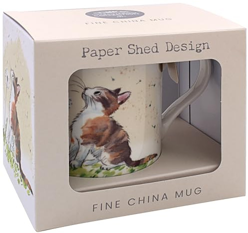 The Leonardo Collection Paper Shed Design Cat with Dandelion Mug | Home & Kitchen, Stylish Ceramic, Tea & Coffee, Gift Mug