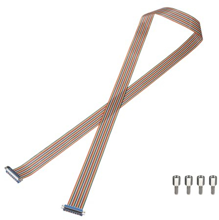 sourcing map IDC Serial Cable Rainbow Wire Flat Ribbon Cable DB37 Male to DB37 Female 78.7 Inch Length 2.54mm Pitch Breadboard Jumper Wires for Electronic Projects