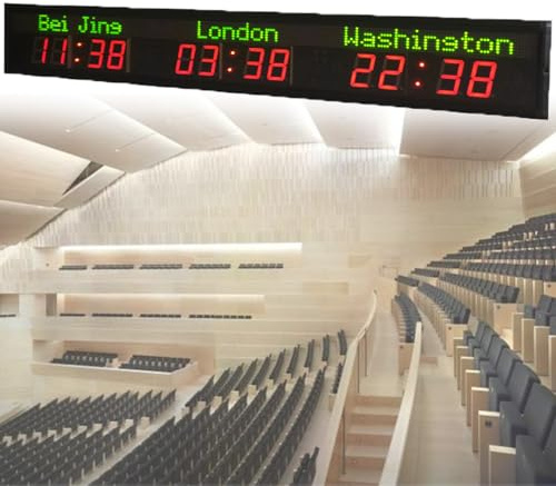 Horloge des fuseaux horaires mondiaux, grande horloge mondiale numérique à LED fixée au mur, horloge des fuseaux horaires des villes du monde, connexion pour téléphone portable ou ordinateur,3