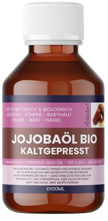 Jojobaöl Bio Kaltgepresst -100ml – Premium Simmondsia chinensis seed Oil für Kosmetik, Kopfhaut- & Haarpflege - Nativ - Vegan - Nakobe