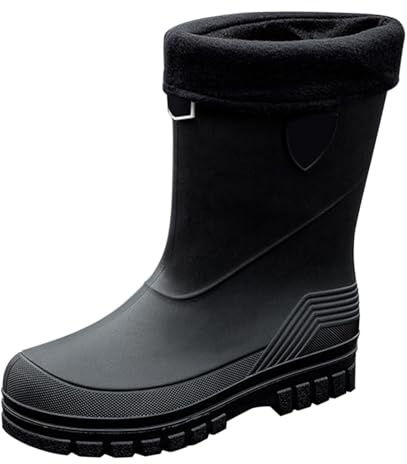 Bottes de pêche imperméables thermiques pour homme et femme, bottes de pluie antidérapantes et réglables avec embout en acier et doublure chaude, Noir , 42 EU