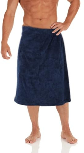 Toalla de spa para hombre con bolsillo seguro, envoltura de ducha portátil con banda elástica y cintas de cierre, toalla de falda de sauna con forro polar coral