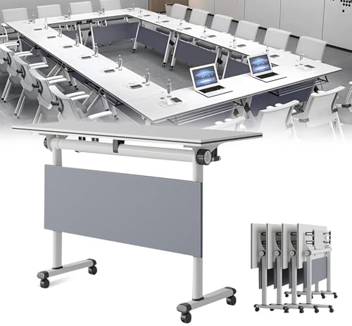 Meedlopia Tavolo da conferenza mobile con ampio design pieghevole per riunioni in ufficio moderno