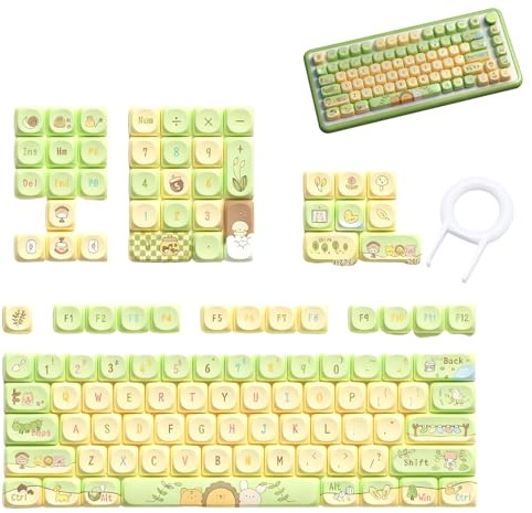 Ouitble Keycaps PBT 112 Tasti Carino Copritasti per Tastiere Meccaniche, 9mm Altezza MCA Keycaps per Tastiera 61/63/64/67/68/75/82/84/87/96/98/100/104/108 (Adorabili Animali da Foresta)