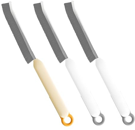 Yatrosynth 3 PCS Spazzola Pulizia Fessure, Spazzolino Multifunzionale con Setole Rigide, per la Pulizia, Cucina, Doccia E Pavimenti in Piastrelle, Scanalature di Porte e Finestre(1 Beige + 2 Bianco)