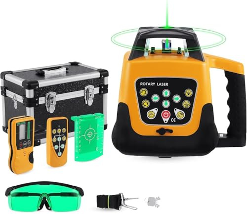 KayEsampra Self Leveling Rotary Laser, Green Beam Laser Level with Receiver Remote Control, 360° Rotating Horizontal Vertical Transit Level