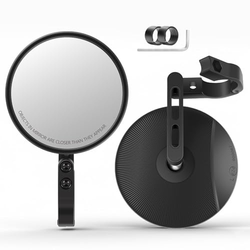 MIDINGCHAI Rétroviseur Moto Lot de 2, CNC Retro Moto avec E-Mark Homologué, Retroviseur Velo Rotatifs à 360°, Retroviseur Embout de Guidon pour Moto, Scooter, ATV, Ebike, Velo