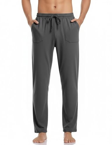 Aseniza Bas de Pyjama Homme Long en Coton Pantalon Pyjama Homme Hiver Confortable et Doux avec Cordon de Serrage Poches Chic et Classique Tailles S-XXL