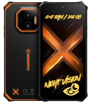Hammer Energy X2 5G 6+8GB/128GB Outdoor Handy, Baustellenhandy und Rugged Smartphone, 6.1 Display, IP69, 5000mAh Akku, Dual SIM, eSIM, 2 Jahre Garantie – Schwarz