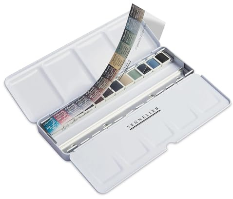 Sennelier Boîte en métal aquarelle avec 12 godets Natural Colours