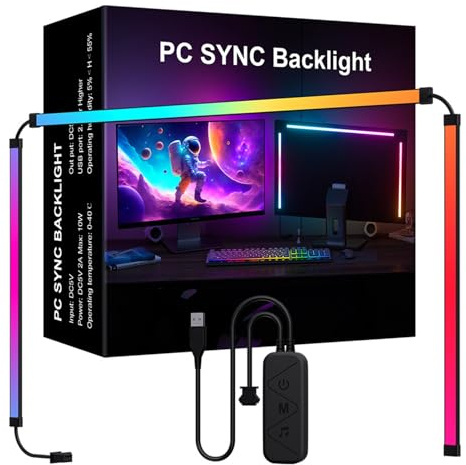 Monitor LED-bakgrundsbelysning för PC LED Strip-ljus Musik Rytm Dynamiskt lampljus Sync Bakom Monitor Programvara Styrbar färg Dynamiskt lä för bordsspel (27 tum)
