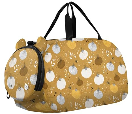 Vektordesign vitlök brun duffelväska med skofack stor kapacitet gymnastik sportväska för strand simväskor pool sport bolsa för män