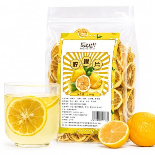 Lunaeturn Fette di Limone Essiccate 250 g – Rondelle di Limone Disidratate per Tè al Limone Infusi Acqua Aromatizzata Bevande Fredde Cocktail Dolci e Decorazioni