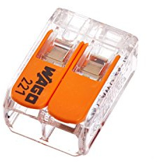 Wago Hebelverbindungsklemme 2 x 0,2-4 mm², 10 Stück Packung, BLV221412, Pfirsich, Geschlossenes Ende