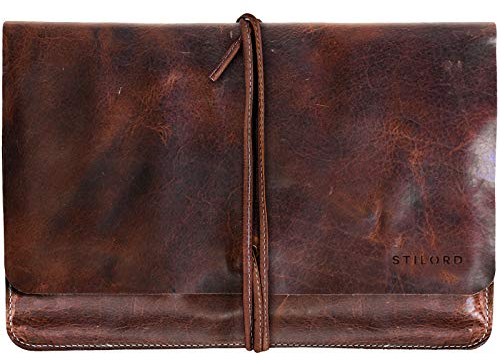 STILORD 'Collin' Vintage Tablettasche Leder Universal für 9.7-10.1 Zoll Tablethülle Schutz Organizer Ledertasche echtes Rindsleder, Farbe:kara - cognac