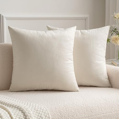 MIULEE 2er Set Kissenbezug 50x50 cm samtkissen couchkissen Cremeweiß