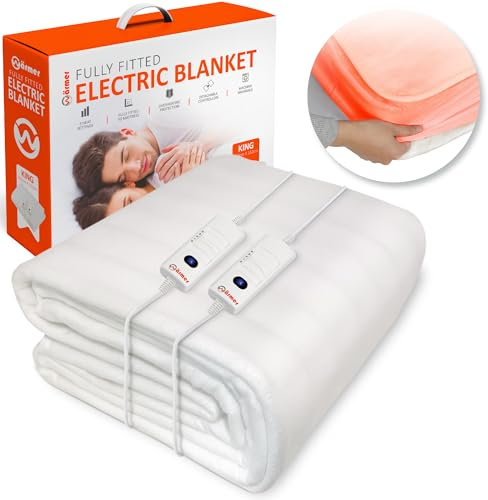 Wärmer Electric Blanket SuperKing Size - Dual Control, Fully Fitted Mattress Cover with Elasticated Skirt, 3 Heat Settings, 2 X Detachable Controllers - 203 X 182cm Super King