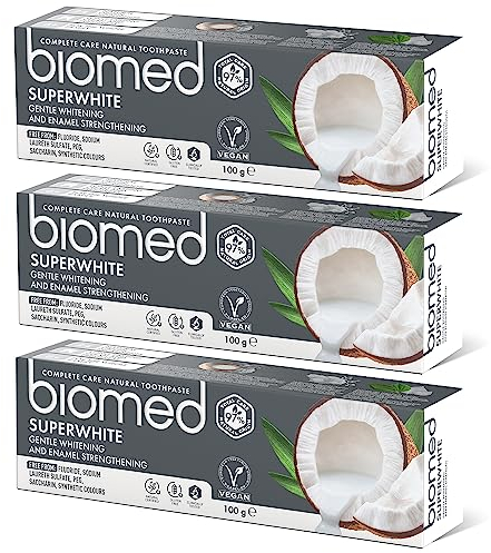 Biomed Superwhite Natural Coconut Toothpaste for Gentle Whitening, Tropical flavour - 100 g (pack of 3) - New Formula and Flavour (Packaging May Vary)