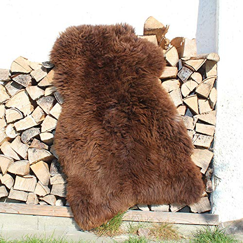 Alpenfell Schaffell Braun Premium-Qualität Lammfell 110-120cm ökologische Gerbung