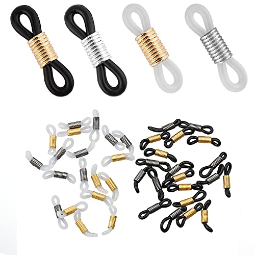 KINBOM 40Pcs Adjustable Silicone Eyeglass Chains Ends Anti-slip Rubber Ends Retainer Loop Long Strap Holder Chain Ends Connectors for Sunglass?Eyeglass Holder Necklace Chain Strap