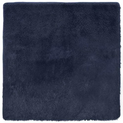 Todiikf Shaggy Teppich Hochflor NAVARRA Marineblau 240x240 cm - Weicher Wohnzimmerteppich Quadratisch - Robuster Langflor-Teppich aus Polyester für Schlafzimmer & Büro