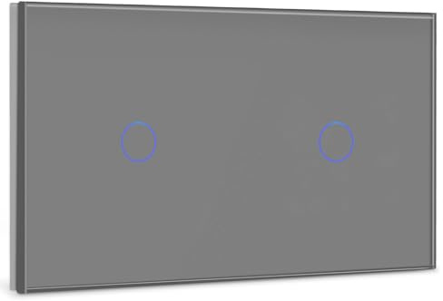 BSEED Interrupteur Tactile va et vient Gris,1 Gang 2 Voie+1 Gang 1 Voie Commutateur de Lumière avec LED Affichage Light,Interrupteur Tactile avec Panneau en verre trempé 800W,240V