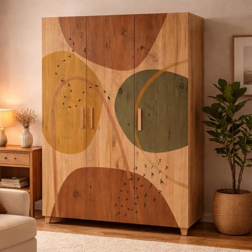 Dmora - Kleiderschrank mit 3 Türen Samh, Schlafzimmermöbel, begehbarer Kleiderschrank, Garderobenschrank, 120 x 48 x 189 cm, Eiche