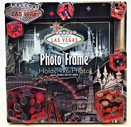 RTSI Las Vegas Red/Black 3D Picture Frame (HOLDS ONE 4X6 HORIZONTAL PHOTO), Black, Red, White, Silver