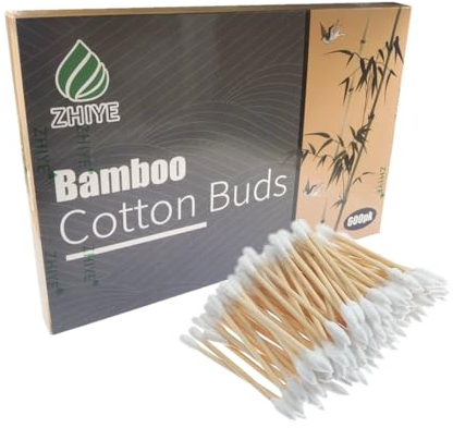 ZHIYE Lot de 600 cotons-tiges en bambou pour le nettoyage du maquillage, 100 % biodégradables, respectueux de l'environnement