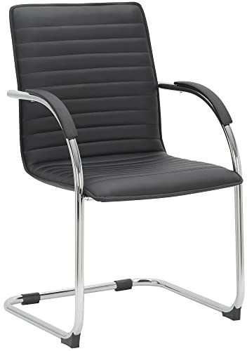 CLP Besucherstuhl Tira Kunstleder I Freischwinger Mit Gepolsterter Sitzfläche, Farbe:schwarz