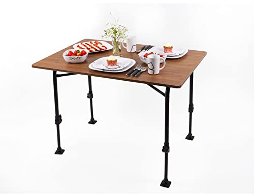 Campingtisch Klapptisch 100x68cm Gartentisch klappbar in Bambus-Optik, Aluminium
