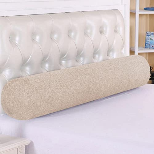 DG Catiee Almohada cilíndrica redonda, almohada para cabecera, soporte para el cuello, almohada lumbar suave y cómoda para sofá, cama, cierre de espacio (15 x 90 cm, beige)