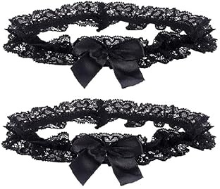 WEBEEDY 2 Stücke Hochzeit Strumpfband Braut Strumpfband mit Spitze Satinschleife Damen Elastisches Strumpfhalter Braut Geschenk Sexy Wedding Garters for Bride Hochzeitsdeko