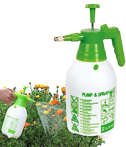 Fukamou Drucksprüher 2 Liter | Gartenspritze Mit Verstellbarer Düse | Sprühflasche Garten | Für Wasser & Unkrautvernichter