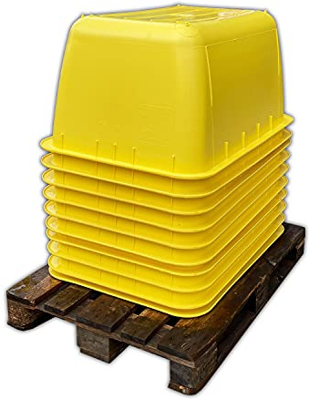 Mörtelkübel 2.Wahl gelb 200l Stahl-Schiene Mörtelwanne - Paletten Ware vom UvV-Shop - wahlweise mit oder ohne verzinkte Stahlverstärkung (Gelb ohne Stahlverstärkung, 10)