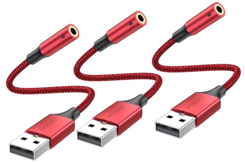 MOSWAG Adaptateur USB vers Jack 3,5mm Carte Son Externe AUX Stéréo 3 Pack | pour Casque Audio Micro TRRS Enceinte Haut Parleur Compatible avec PS5 PS4 Pro Slim Switch Raspberry Pi Windows Mac PC Linux
