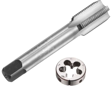 QUARKZMAN Set di 2 Pezzi Rubinetti e Matrici, Maschio a Filettare a Mano Sinistra 3/4-16 UNF e Fresa Rotonda, Kit di Maschio e Fresa per Riparazione Filettature Dadi Viti Bulloni